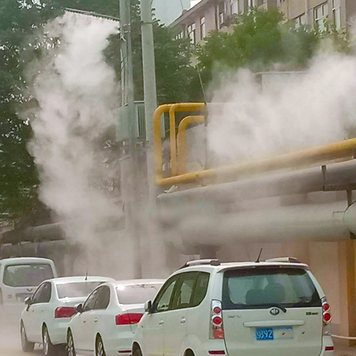 山東菏澤路燈桿噴霧降塵系統，智慧路燈桿安裝噴霧降塵設備
